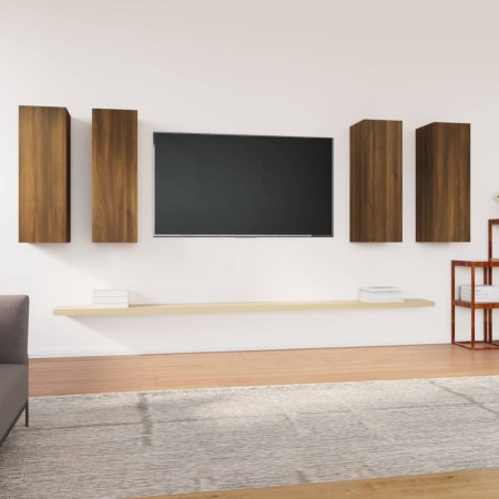 Mobili TV 4 pz Rovere Marrone 30,5x30x90 cm Legno Multistrato