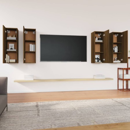 Mobili TV 4 pz Rovere Marrone 30,5x30x90 cm Legno Multistrato