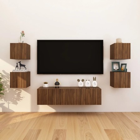 Armadietti TV a Parete 8 pz Rovere Marrone 30,5x30x30 cm