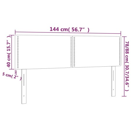 Testiera a LED Marrone Scuro 144x5x78/88 cm in Tessuto