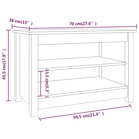 Scarpiera Miele 70x38x45,5 cm in Legno Massello di Pino