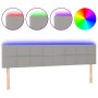 Testiera a LED Grigio Chiaro 180x5x78/88 cm in Tessuto