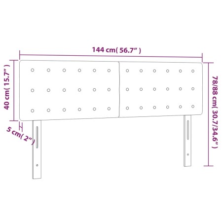 Testiera a LED Nera 144x5x78/88 cm in Similpelle