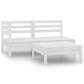 Set Divani da Giardino 3 pz in Legno Massello di Pino Bianco