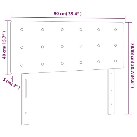 Testiera a LED Rosa 90x5x78/88 cm in Tessuto