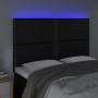 Testiera a LED Nera 144x5x118/128 cm in Similpelle