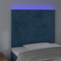 Testiera a LED Blu Scuro 100x5x118/128 cm in Velluto