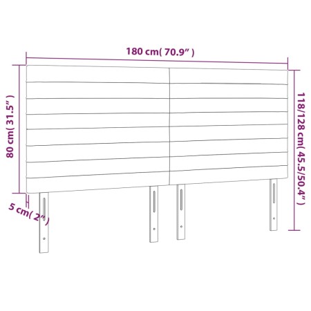 Testiera a LED Nera 180x5x118/128 cm in Tessuto