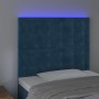 Testiera a LED Blu Scuro 90x5x118/128 cm in Velluto