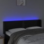 Testiera a LED Nera 147x16x78/88 cm in Similpelle