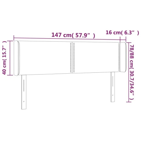 Testiera a LED Nera 147x16x78/88 cm in Similpelle