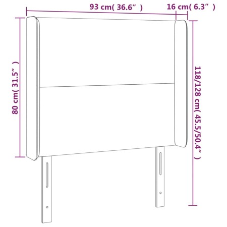 Testiera a LED Marrone Scuro 93x16x118/128 cm in Tessuto