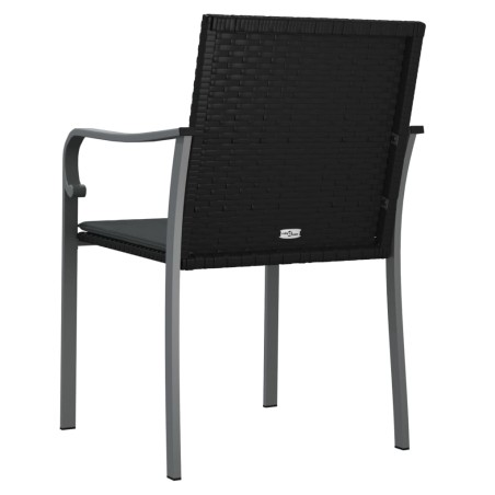 Sedie da Giardino con Cuscini 6pz Neri 56x59x84cm in Polyrattan