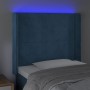 Testiera a LED Blu Scuro 93x16x118/128 cm in Velluto