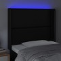 Testiera a LED Nera 103x16x118/128 cm in Similpelle