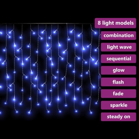 Luci a Ghiaccioli a LED 10 m 400 LED Blu 8 Funzioni