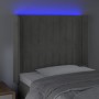 Testiera a LED Grigio Chiaro 93x16x118/128 cm in Velluto