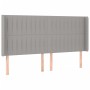 Testiera a LED Grigio Chiaro 163x16x118/128 cm in Tessuto