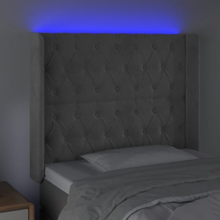 Testiera a LED Grigio Chiaro 103x16x118/128 cm in Velluto