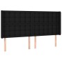 Testiera a LED Nera 183x16x118/128 cm in Tessuto