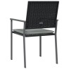 Sedie da Giardino con Cuscini 4pz Nere 54x62,5x89 cm Polyrattan