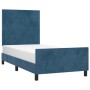 Giroletto con Testiera Blu Scuro 100x200 cm in Velluto
