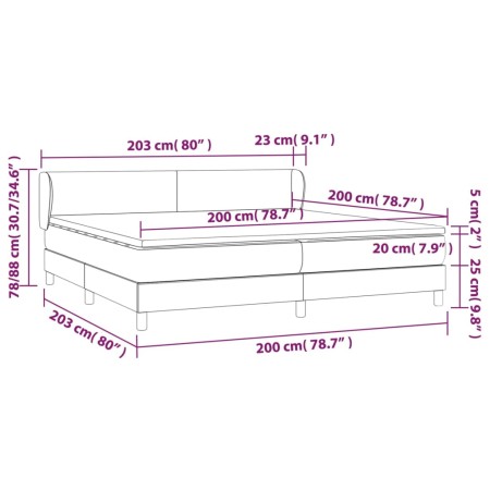 Giroletto a Molle con Materasso Nero 200x200 cm in Tessuto