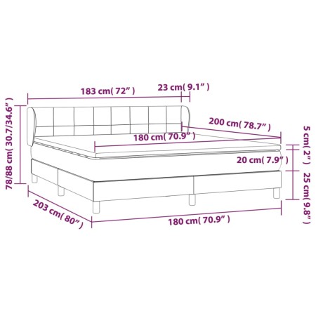 Giroletto a Molle con Materasso Grigio Chiaro180x200 cm Tessuto