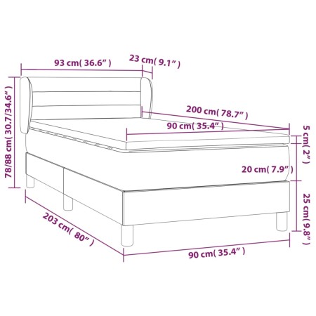 Giroletto a Molle con Materasso Marrone Scuro 90x200 cm Tessuto