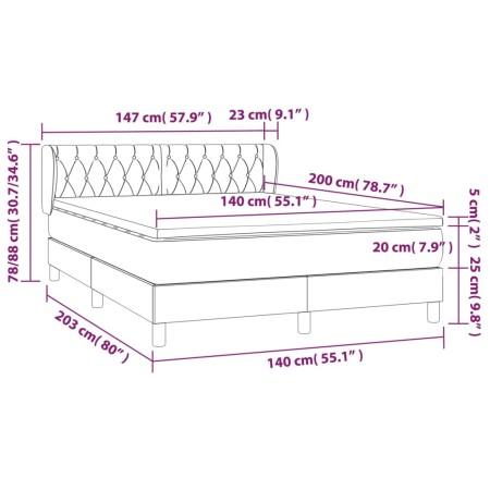 Giroletto a Molle con Materasso Crema 140x200 cm in Tessuto