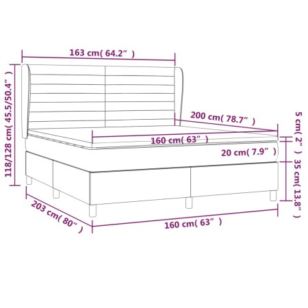 Giroletto a Molle con Materasso Grigio Chiaro160x200 cm Tessuto