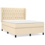 Giroletto a Molle con Materasso Crema 140x200 cm in Tessuto
