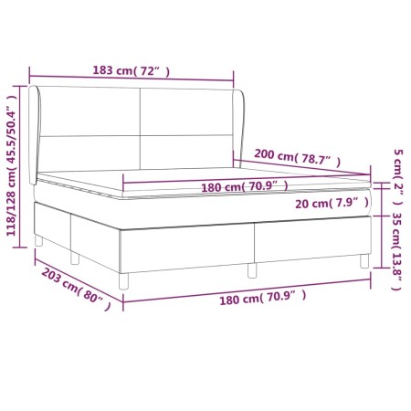 Giroletto a Molle con Materasso Grigio Chiaro180x200 cm Tessuto