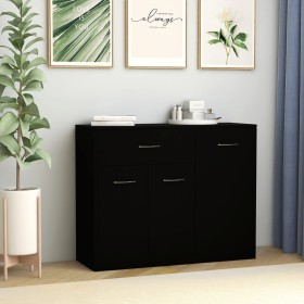 Credenza Nera 88x30x70 cm in Legno Multistrato