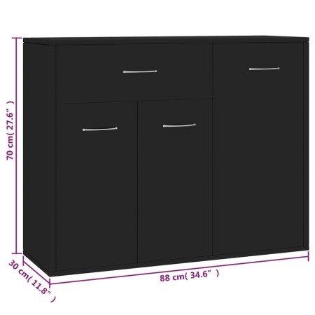 Credenza Nera 88x30x70 cm in Legno Multistrato