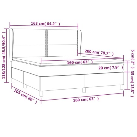 Giroletto a Molle con Materasso Grigio Chiaro 160x200cm Velluto