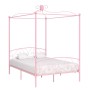 Letto a Baldacchino Rosa in Metallo 140x200 cm