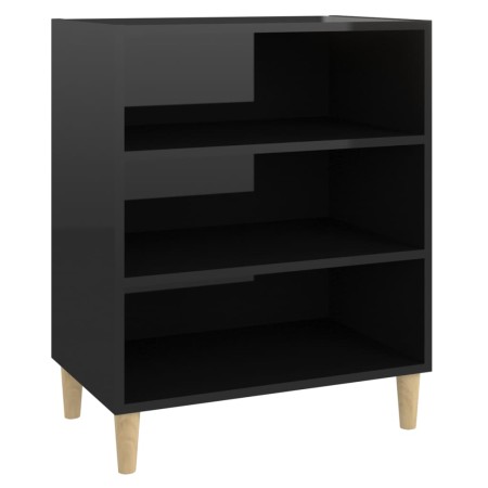 Credenza Nero Lucido 57x35x70 cm in Legno Multistrato