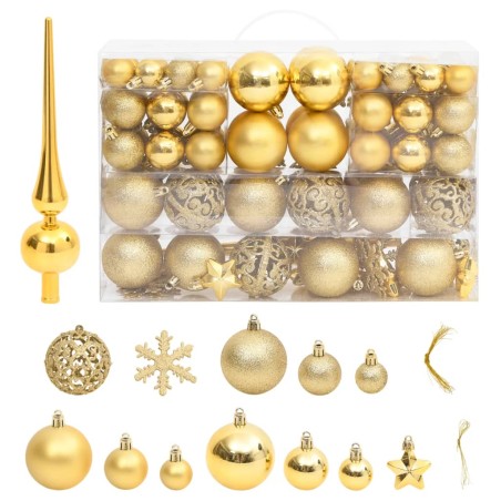 Set Palline di Natale 111 pz Oro in Polistirene