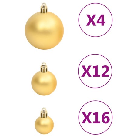 Set Palline di Natale 111 pz Oro in Polistirene