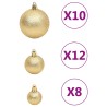 Set Palline di Natale 111 pz Oro in Polistirene