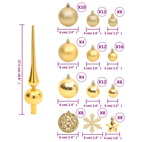 Set Palline di Natale 111 pz Oro in Polistirene