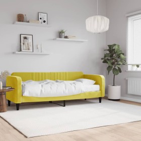 Divano Letto con Materasso Giallo 80x200 cm in Velluto