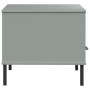 Tavolino Gambe Metallo Grigio 85x50x45 cm Legno Massello OSLO