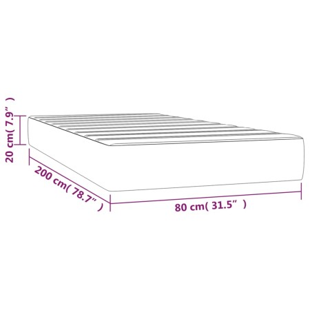 Materasso a Molle Grigio Chiaro 80x200x20 cm in Velluto