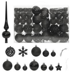 Set Palline di Natale 111 pz Nero in Polistirene