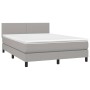 Letto a Molle Materasso e LED Grigio Chiaro 140x190 cm Tessuto