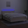 Letto a Molle con Materasso e LED Crema 140x190 cm in Tessuto