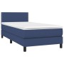 Letto a Molle con Materasso e LED Blu 90x190 cm in Tessuto