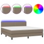 Letto a Molle con Materasso e LED Tortora 180x200 cm in Tessuto